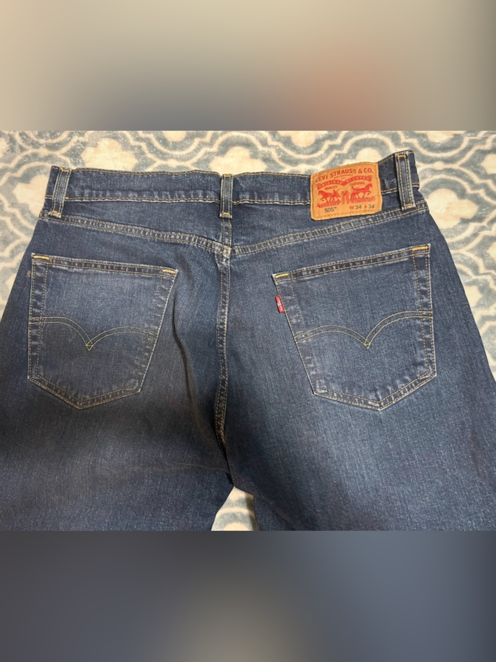 Authentic Levi's 505 Regular Fit Men's Jeans - Dark Blue 34 x 34